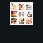 Toile 80e anniversaire photo personnalisée collage rose<br><div class="desc">Un cadeau unique de 80e anniversaire ou de conservation, célébrant sa vie avec un collage de 8 de vos photos. Ajoutez des images de sa famille, de ses amis, de ses animaux de compagnie, de ses loisirs ou de sa destination de voyage de rêve. Personnalisez et ajoutez un nom, 80...</div>