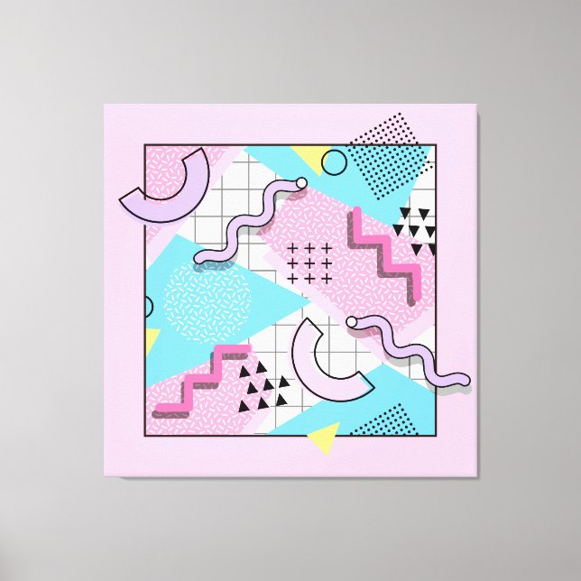 Toile 80's Memphis Active Pink Light Blue (Recto)