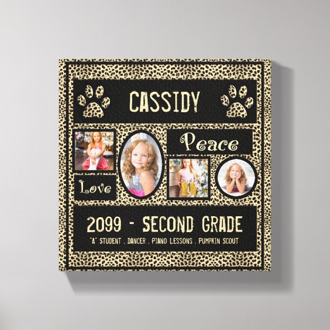 Toile 8x8 Cheetah Imprimer l'école Année Photo Collage (Recto)