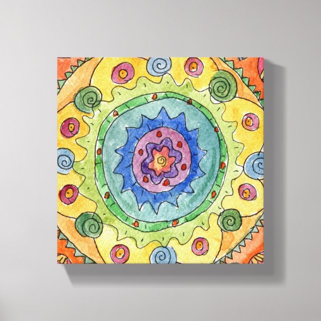 Toile 8x8 Rainbow Mandala Premium Stretted Canvas Print (Recto)