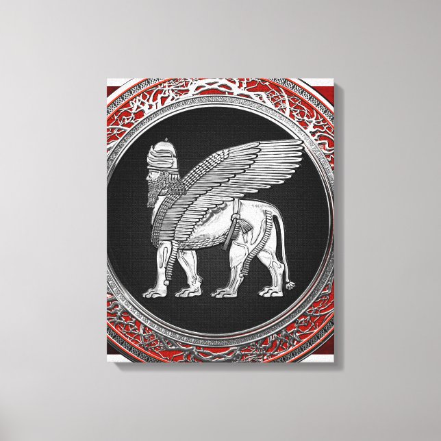 Toile [900] Lion ailé assyrien - Lamassu argenté (Recto)