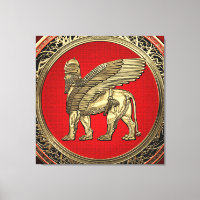 [900] Lion ailé assyrien - Lamassu d'or