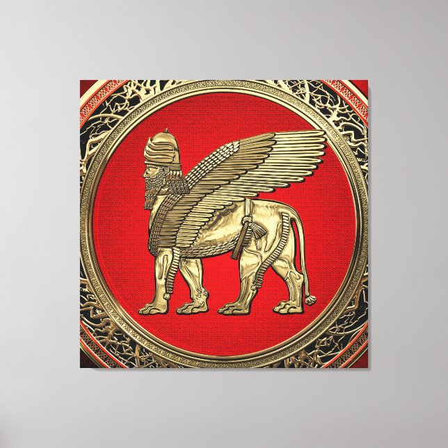 Toile [900] Lion ailé assyrien - Lamassu d'or (Recto)