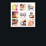 Toile 90e anniversaire rose or nom photo collage<br><div class="desc">Un cadeau unique de 90ème anniversaire ou de conservation, célébrant sa vie avec un collage de 8 de vos photos. Ajoutez des images de sa famille, de ses amis, de ses animaux de compagnie, de ses loisirs ou de sa destination de voyage de rêve. Personnalisez et ajoutez un nom, 90...</div>