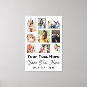 Toile 9 Famille de photos avec Script Texte noir blanc