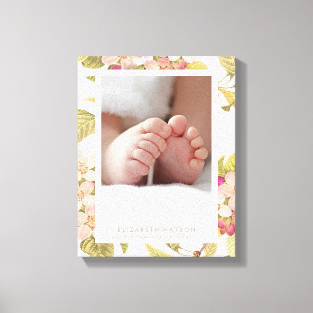 Toile à cadre floral rose et blanc souple (Recto)