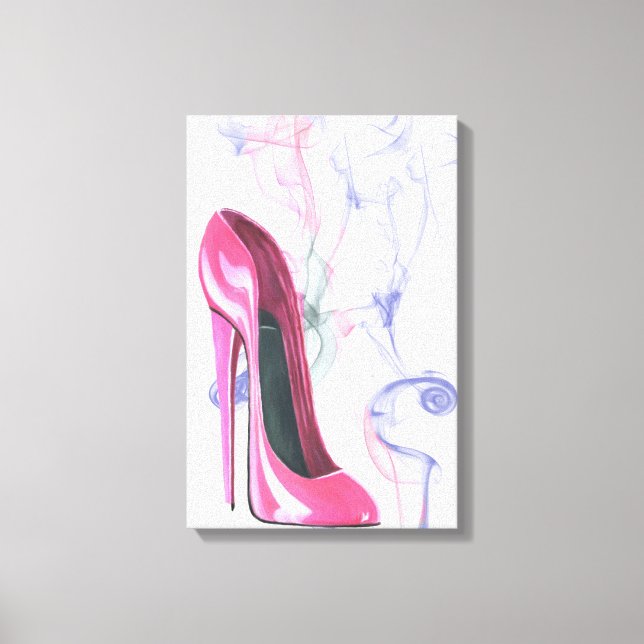 Toile à chaussures enrobée de soie rose de fumée (Recto)
