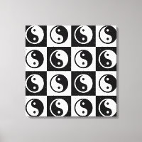 À damiers blanc noir Yin-yang Zen Block Imprimer