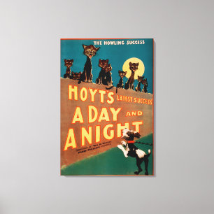 Toile "A Day and a Night" Chats et Chiens Musique