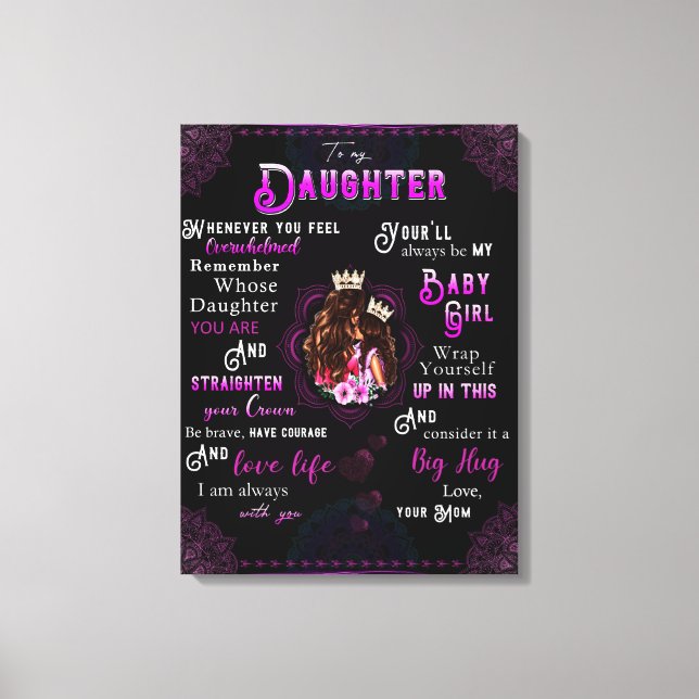 Toile À Mon Cadeau Fille, Lettre D'Amour Fille Et Maman (Recto)