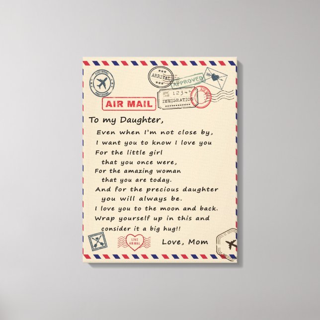 Toile À Mon Cadeau Fille, Lettre D'Amour Fille Et Maman (Recto)