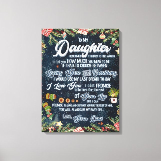 Toile À Mon Cadeau Fille, Lettre De Noël À Fille (Recto)