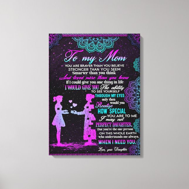 Toile À Mon Cadeau Maman Et Fille, Idée Cadeau Maman (Recto)