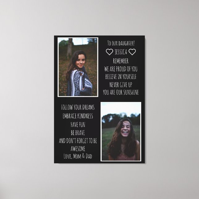 Toile À notre fille Message Photo Collage Canvas Imprime (Recto)
