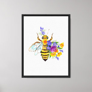 Toile Abeille à fleurs avec plantes sauvages