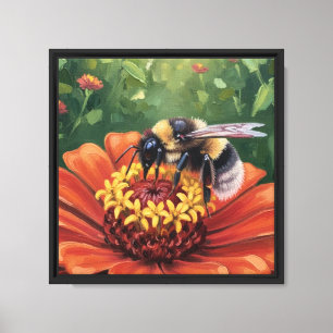 Toile Abeille sur fleur orange