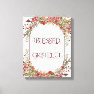 Toile Abondante automne floral béni Grateful Thanksgivin