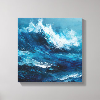 Toile Abstract Blue Ocean Wave Impasto Canvas Art