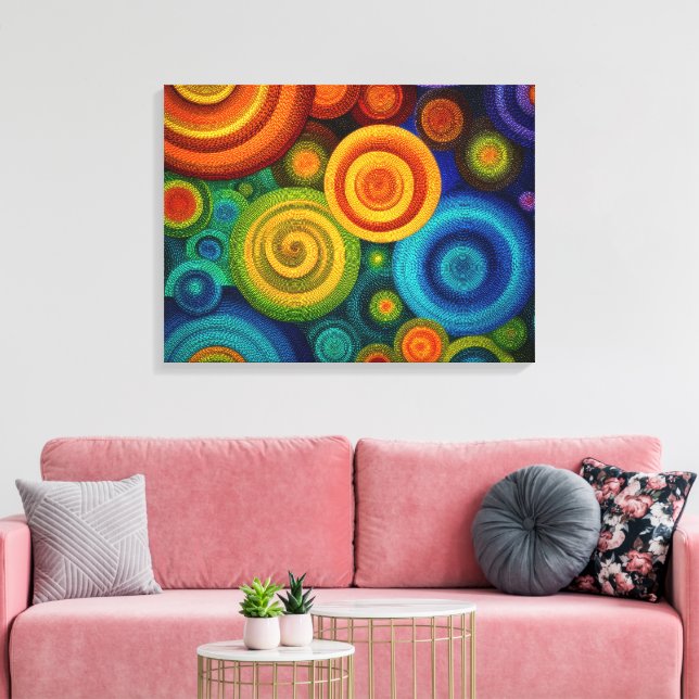 Toile Abstract concentric circles in vibrant multicolor  (Insitu(Salon))