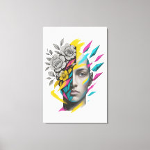 Abstract Geometric Face Modern Wall Art