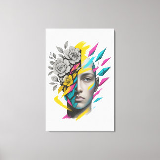 Toile Abstract Geometric Face Modern Wall Art