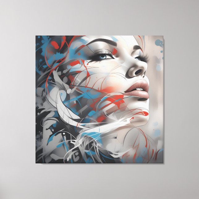 Toile Abstract painting beautiful woman face (Recto)