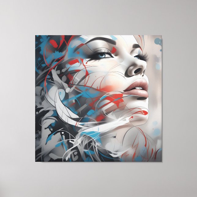 Toile Abstract painting beautiful woman face (Recto)