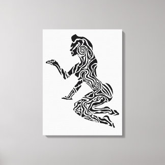 Toile Abstract Rearing Horse Art | Modern Black & White 