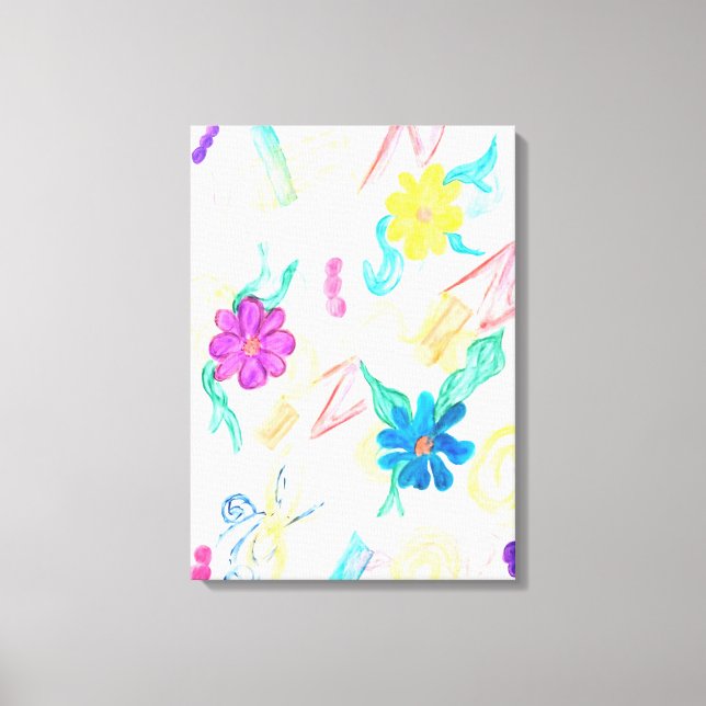 Toile Abstraction Florale Colorée (Recto)