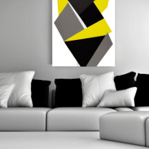 Abstrait 3D jaune, noir et gris