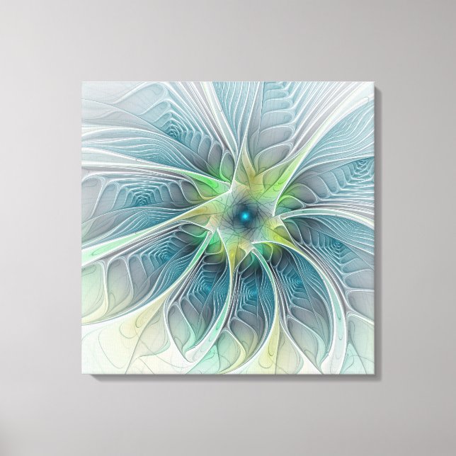 Toile Abstrait bleu vert fractal Art Imaginaire (Recto)