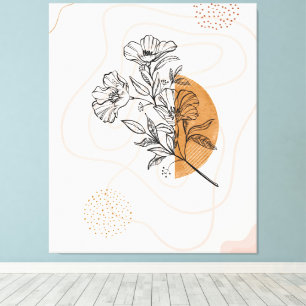 Toile Abstrait Botanique – Art linéaire floral minimalis