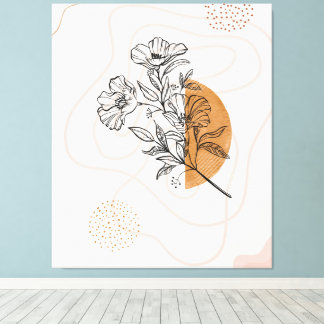 Toile Abstrait Botanique – Art linéaire floral minimalis