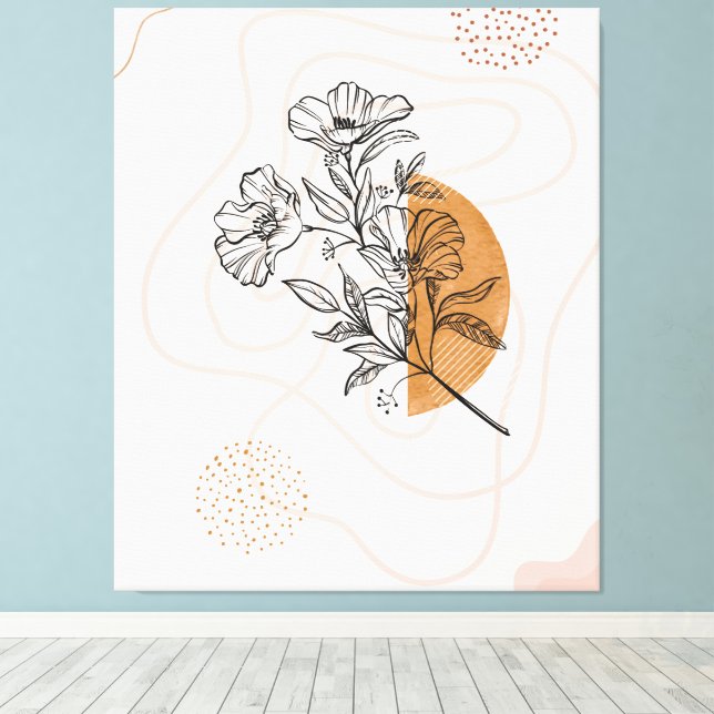 Toile Abstrait Botanique – Art linéaire floral minimalis (Insitu (Plancher de Bois))