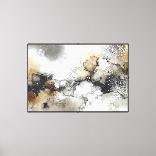 Toile Abstrait de texture organique beige, marron et noi