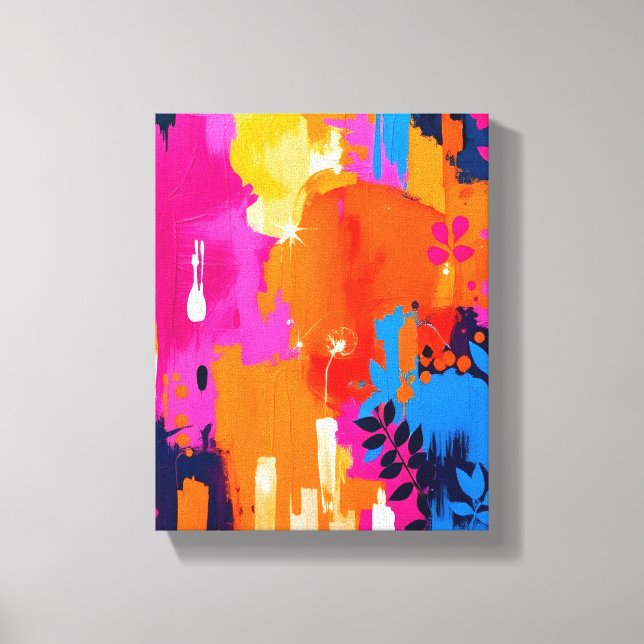 Toile Abstrait Floral Pop Art Vibrant (Recto)