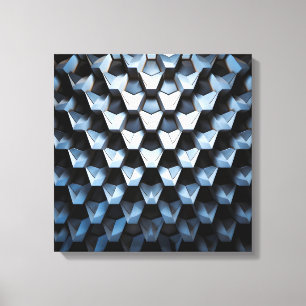 Toile Abstrait Futuriste Bleu Géométrique Métallique