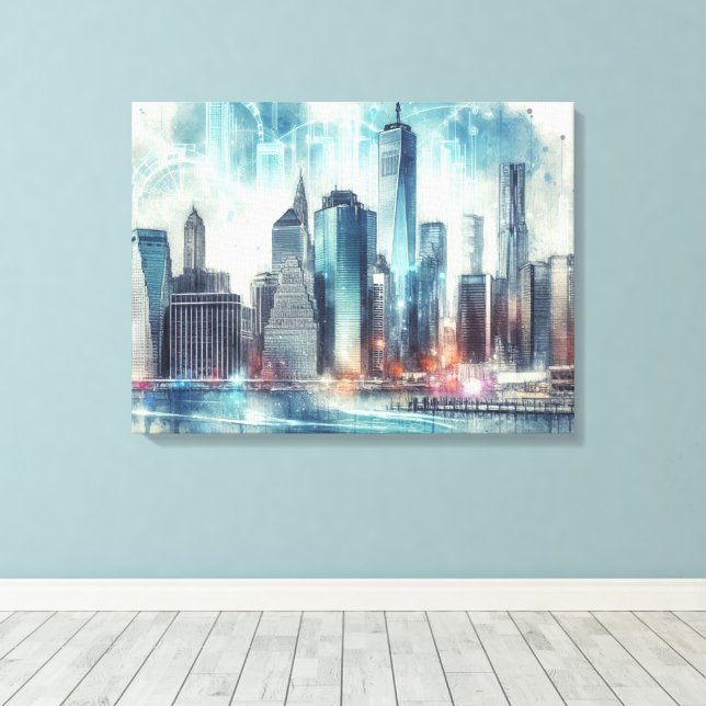 Toile Abstrait Futuriste de New York City  (Insitu (Plancher de Bois))