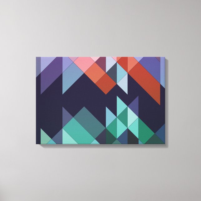 Toile Abstrait Géométrique Marine Bleu Vert Brown Élégan (Recto)