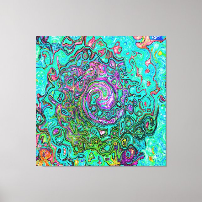 Toile Abstrait Groovy Rétro Liquide Tourbillon Aquamarin (Recto)