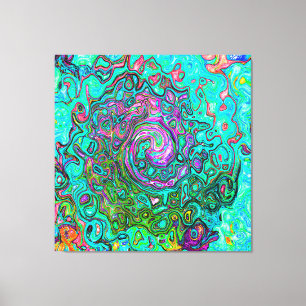 Toile Abstrait Groovy Rétro Liquide Tourbillon Aquamarin