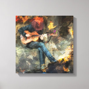 Toile Abstrait Man jouant de la guitare - mur art Décor