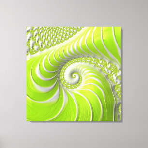 Toile Abstrait Moderne Lime Green Spiral Fractal