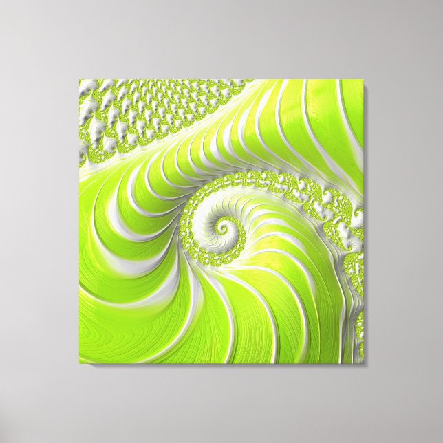 Toile Abstrait Moderne Lime Green Spiral Fractal (Recto)