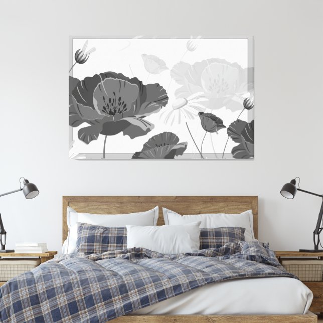 Toile Abstrait moderne noir et blanc Floral I Canvas Pr (Insitu(Chambre))