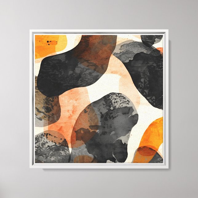 Toile Abstrait moderne noir et orange (Recto)