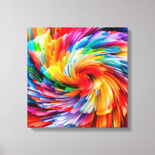 Toile Abstrait Moderne Tourbillon Vibrant Arc-en-Ciel