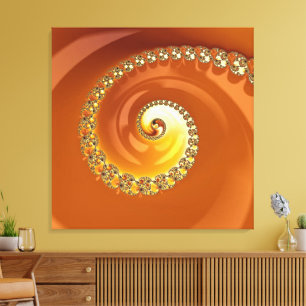 Toile Abstrait or Orange Dégradé Spiral Fractal