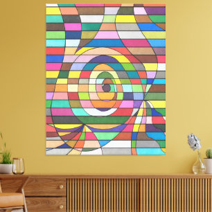 Toile Abstrait rayé coloré avec centre en spirale