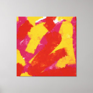Toile Abstrait rouge, jaune et rose